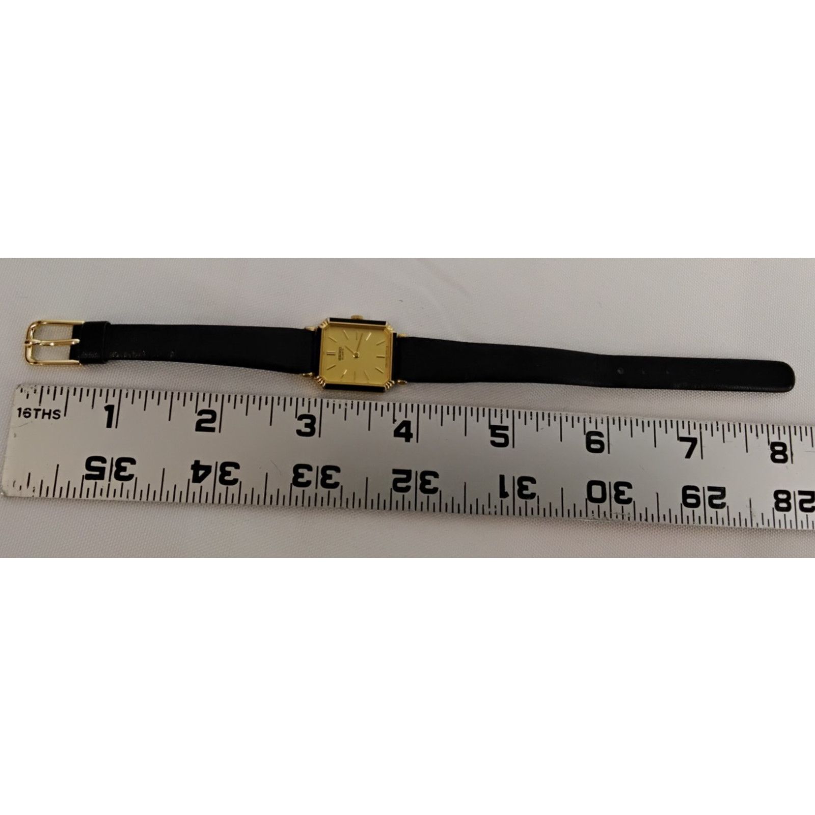 Seiko Seiko Quartz Ladies Watch 2320-676A Gold Dial Black Band VTG Size ONE SIZE - 11 Thumbnail