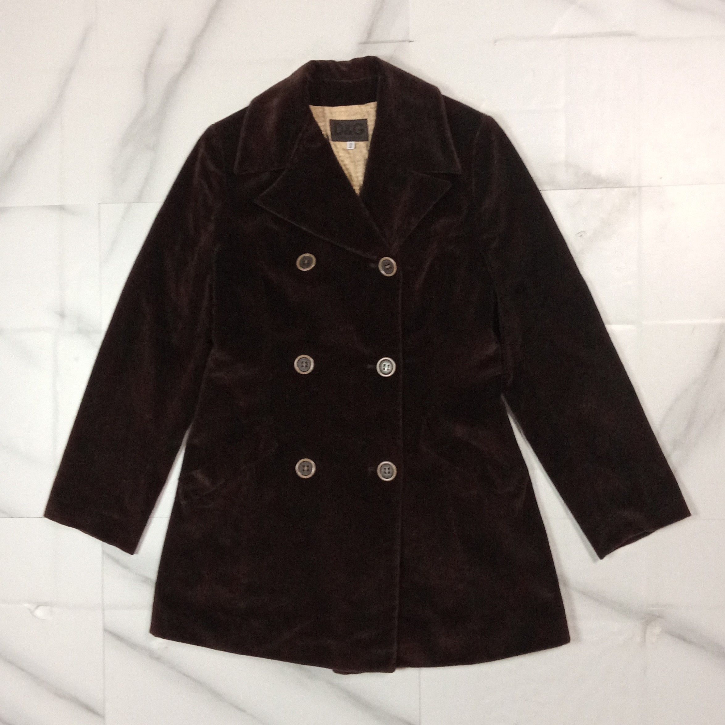 Dolce & Gabbana Archive - D&G Velvet Chocolate Long Coat Size M / US 6-8 / IT 42-44 - 1 Thumbnail