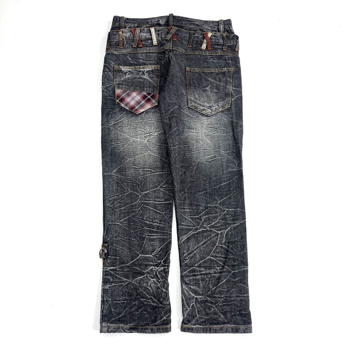 If Six Was Nine × Le Grande Bleu (L.G.B.) × Tornado Mart Destroyed Y2k Barcedos Double Waist Lightning Desain Jeans Size US 31 - 18 Thumbnail