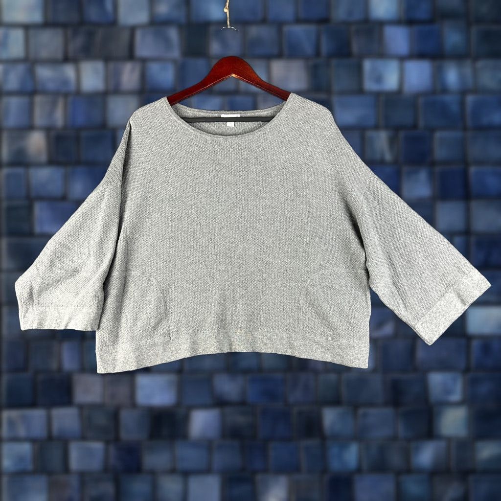 J. Jill J Jill Sweater Womens Medium Petite Gray Knit Pullover 3/4 Sleeve Boxy Size M / US 6-8 / IT 42-44 - 1 Thumbnail