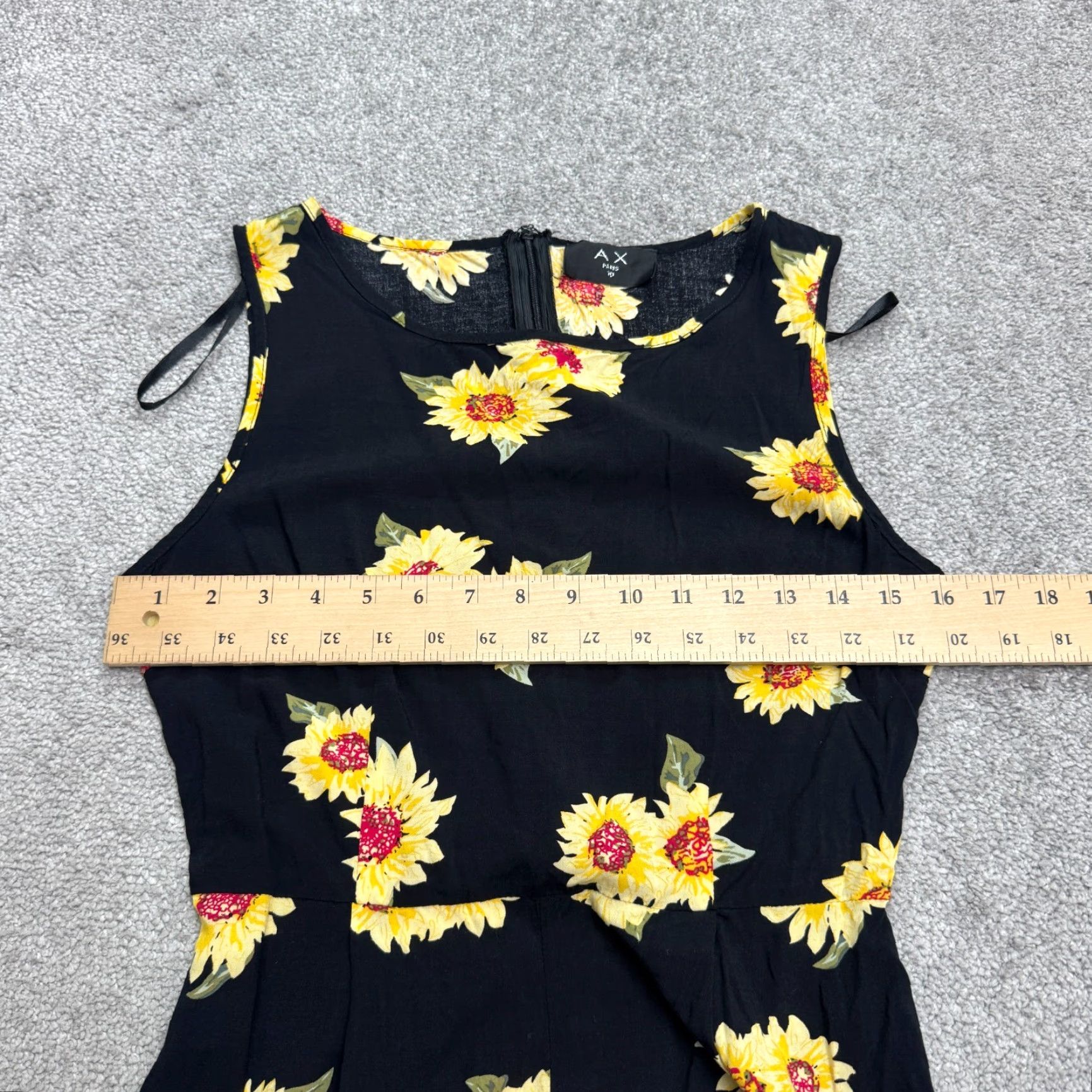 Vintage AX Paris Romper Womens 10 Black Yellow Floral Sleeveless 100% Cotton Boho Summer Size 32" / US 10 / IT 46 - 6 Thumbnail