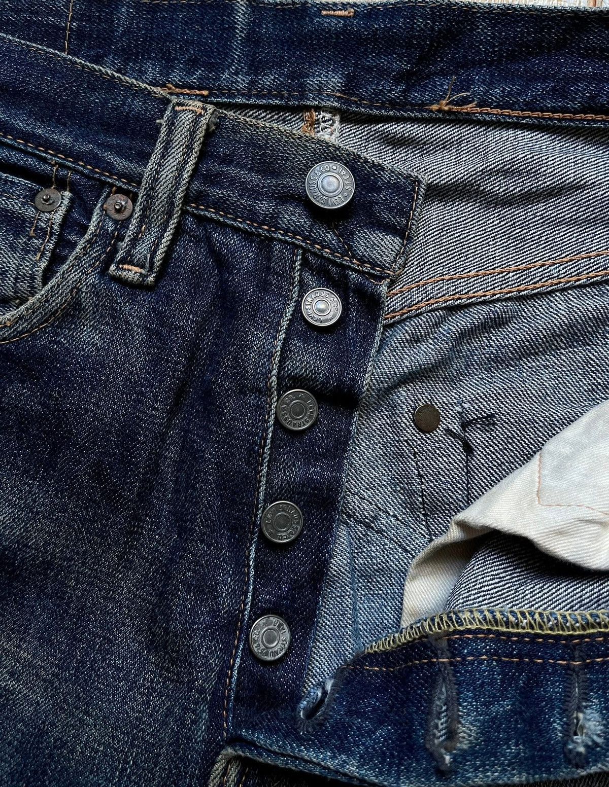 Levi's Vintage Clothing Vintage 90s Levis 501xx Lvc Rework Leather Selvedge jeans Size US 30 / EU 46 - 10 Thumbnail