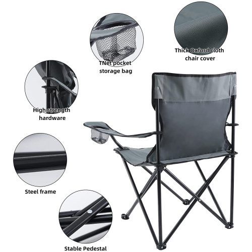 Designer × Homemade YSSOA Portable Folding Grey Camping Chair, Large Size US L / EU 52-54 / 3 - 2 Thumbnail