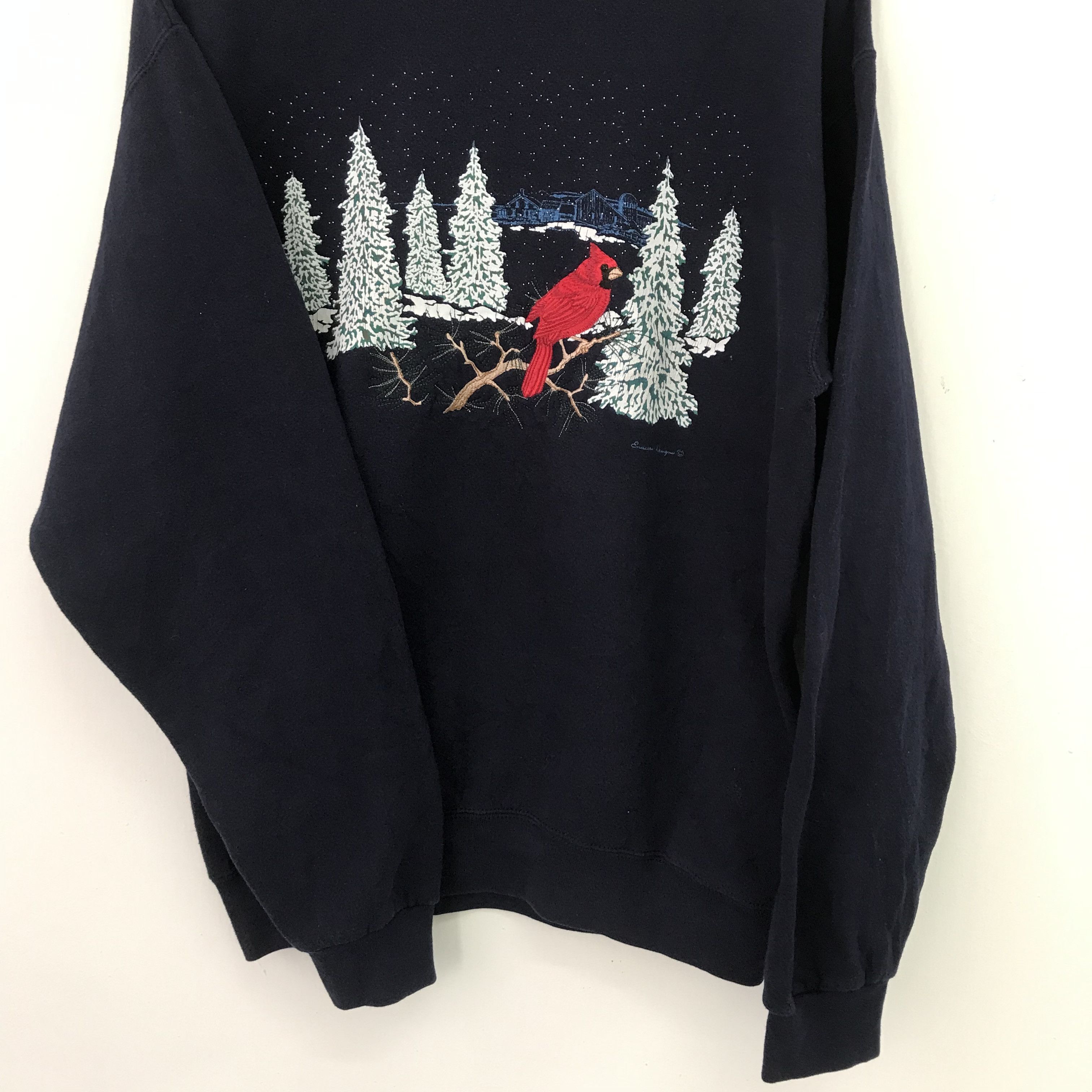 Vintage Vintage 90s Cardinal Bird Blue Sweatshirt Medium - 483 Size US M / EU 48-50 / 2 - 6 Thumbnail