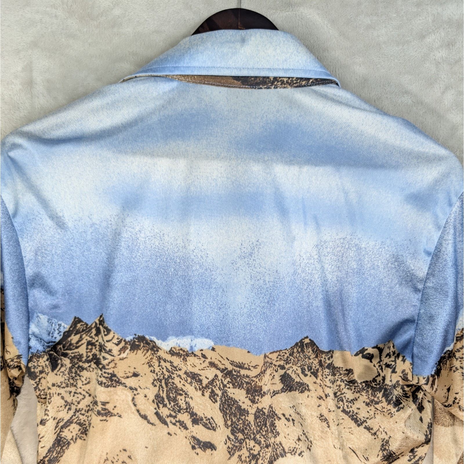 Oleg Cassini Vtg Oleg Cassini by Burma 70s Mountain Print Disco Shirt Men Size US M / EU 48-50 / 2 - 8 Thumbnail