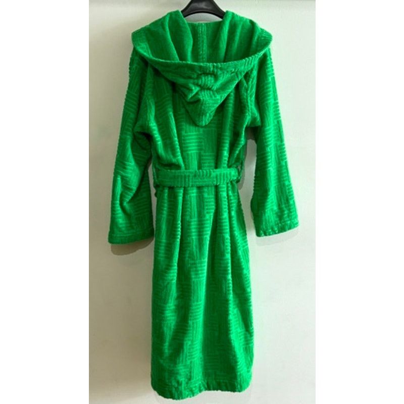 Bottega Veneta $750 Grass Green Intreccio Pattern Cotton Bathrobe Size ONE SIZE - 3 Thumbnail