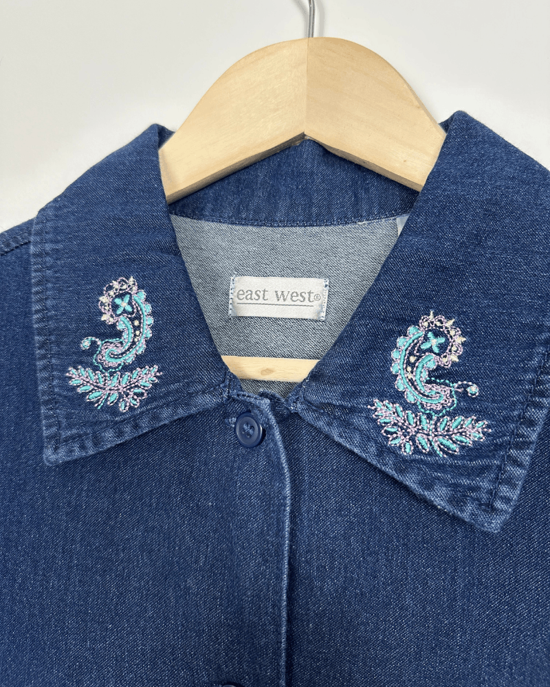 Other × Vintage Vintage East West Paisley Embroidered Denim Shirt - Medium Size M / US 6-8 / IT 42-44 - 4 Thumbnail