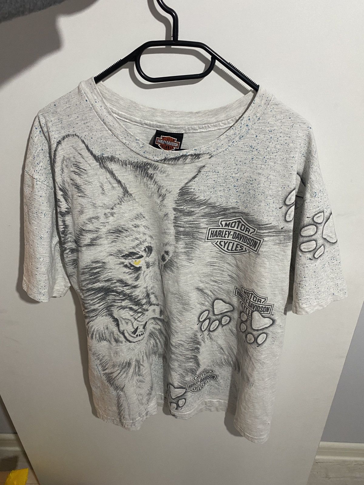 Harley Davidson × Vintage Vintage harley davidson rare fullprint wolves tee 90s Size US L / EU 52-54 / 3 - 1 Thumbnail