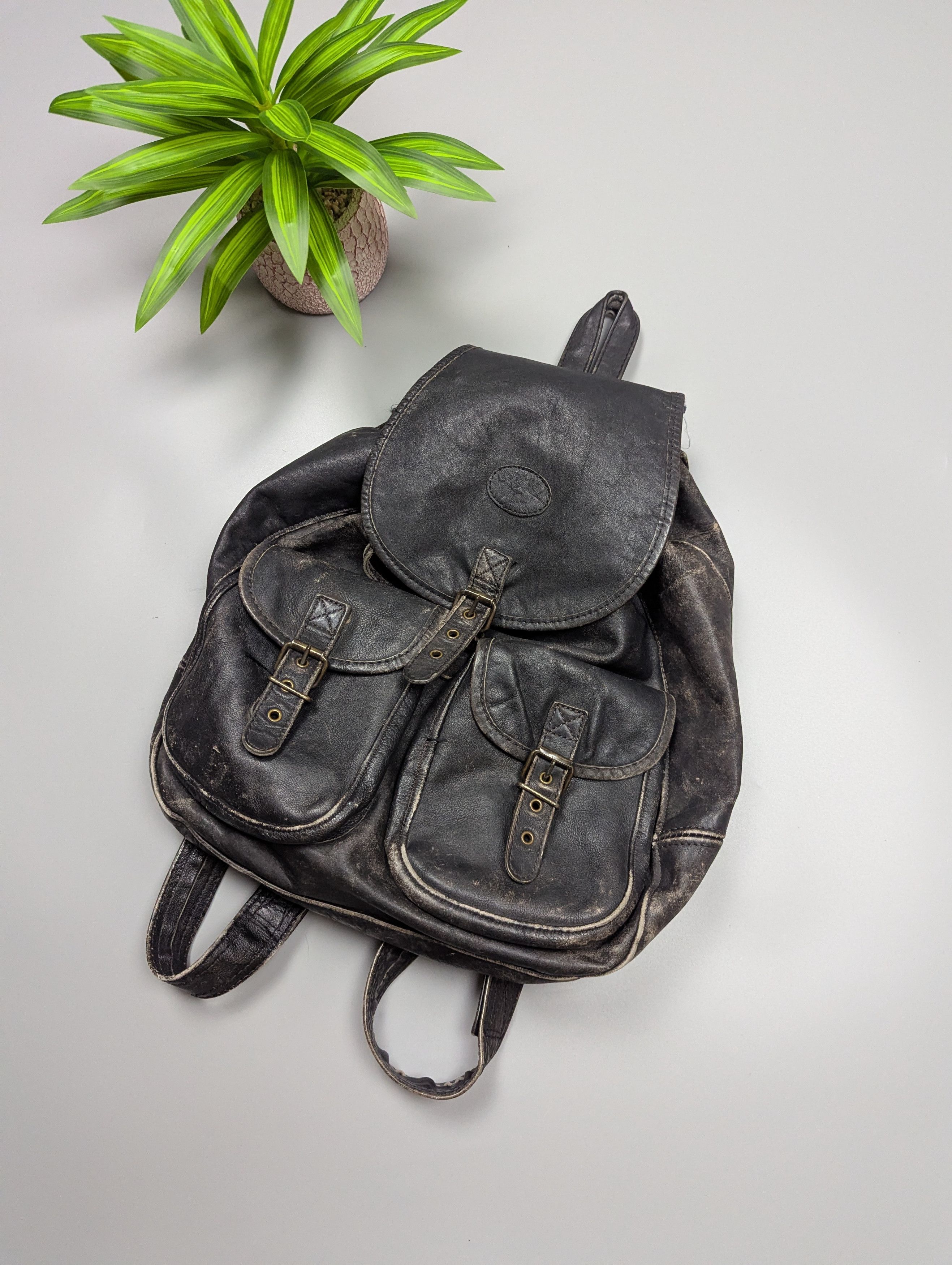 Camel CAMEL Vintage 80s 90s Leather Backpack Size ONE SIZE - 1 Thumbnail