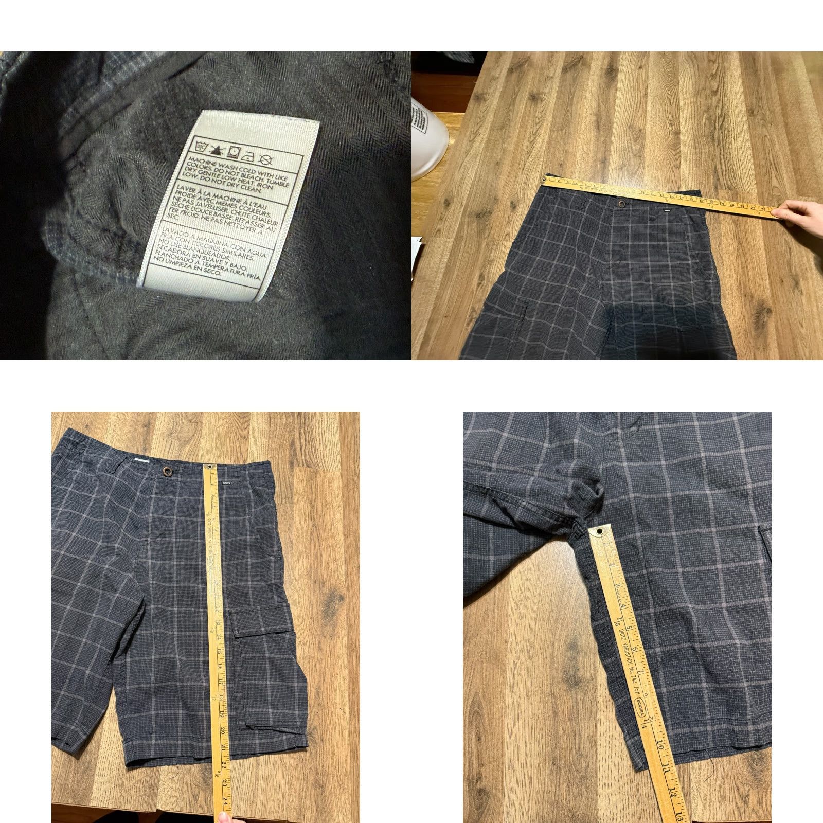 Hurley Hurley Shorts Men's 34 Plaid Chino Shorts Casual Pockets Black Grey Size US 34 / EU 50 - 8 Thumbnail