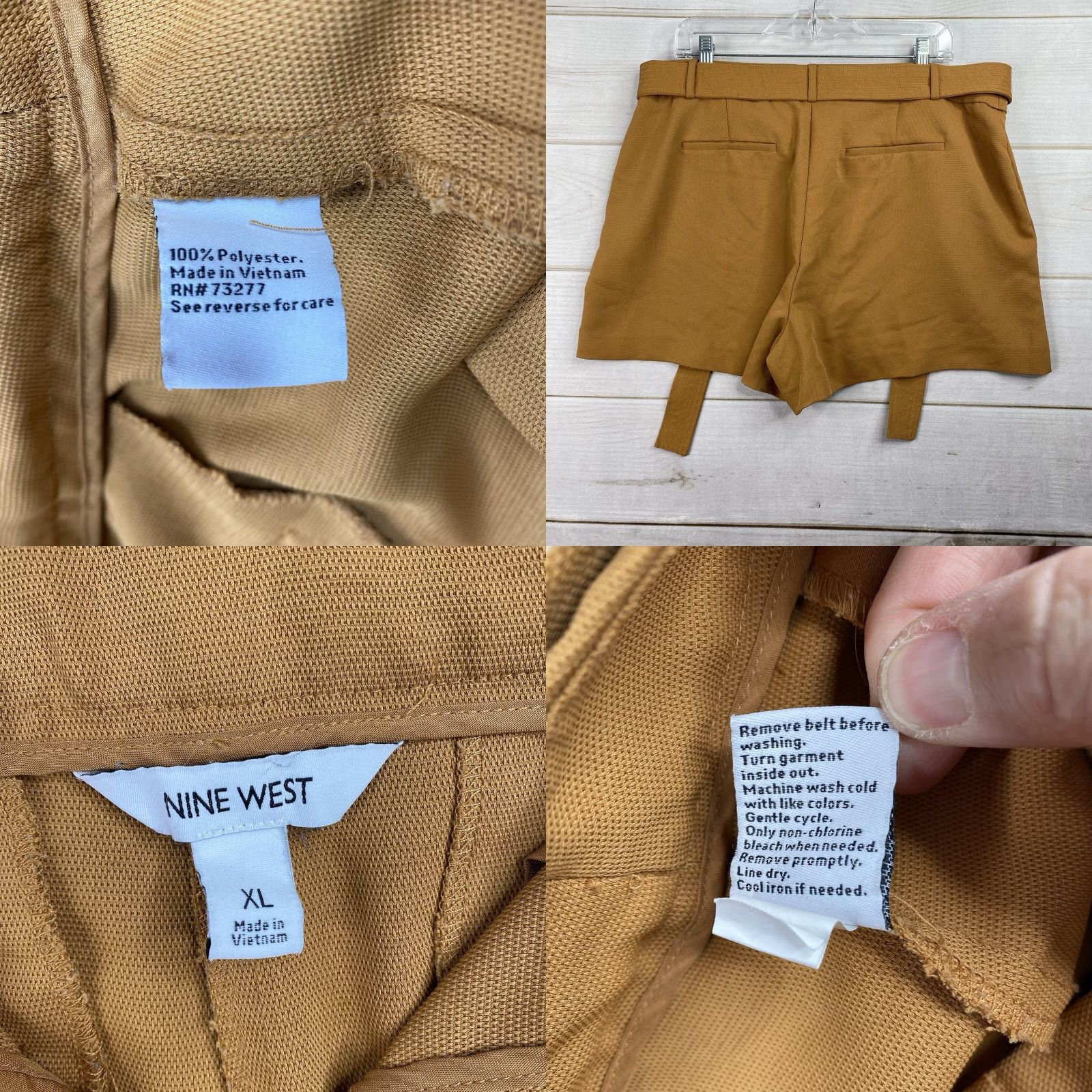 Nine West Nine West Paperbag Shorts Women XL Brown Belted High Rise Solid Linen? Polyester? (Please verify) Size 40" / US 18 - 8 Thumbnail