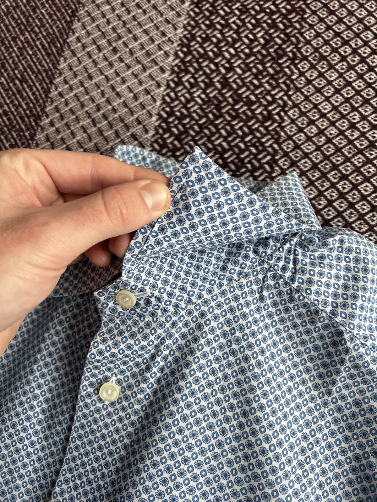 Eton Eton Floral Pattern Formal Shirt Solid Style Luxury Size L Size US L / EU 52-54 / 3 - 8 Thumbnail