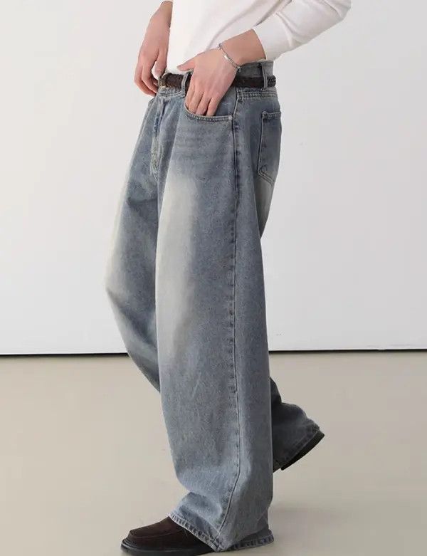 Japanese Brand Haruno x Haya Distressed washed men's trendy straight jeans Size US 32 / EU 48 - 5 Thumbnail
