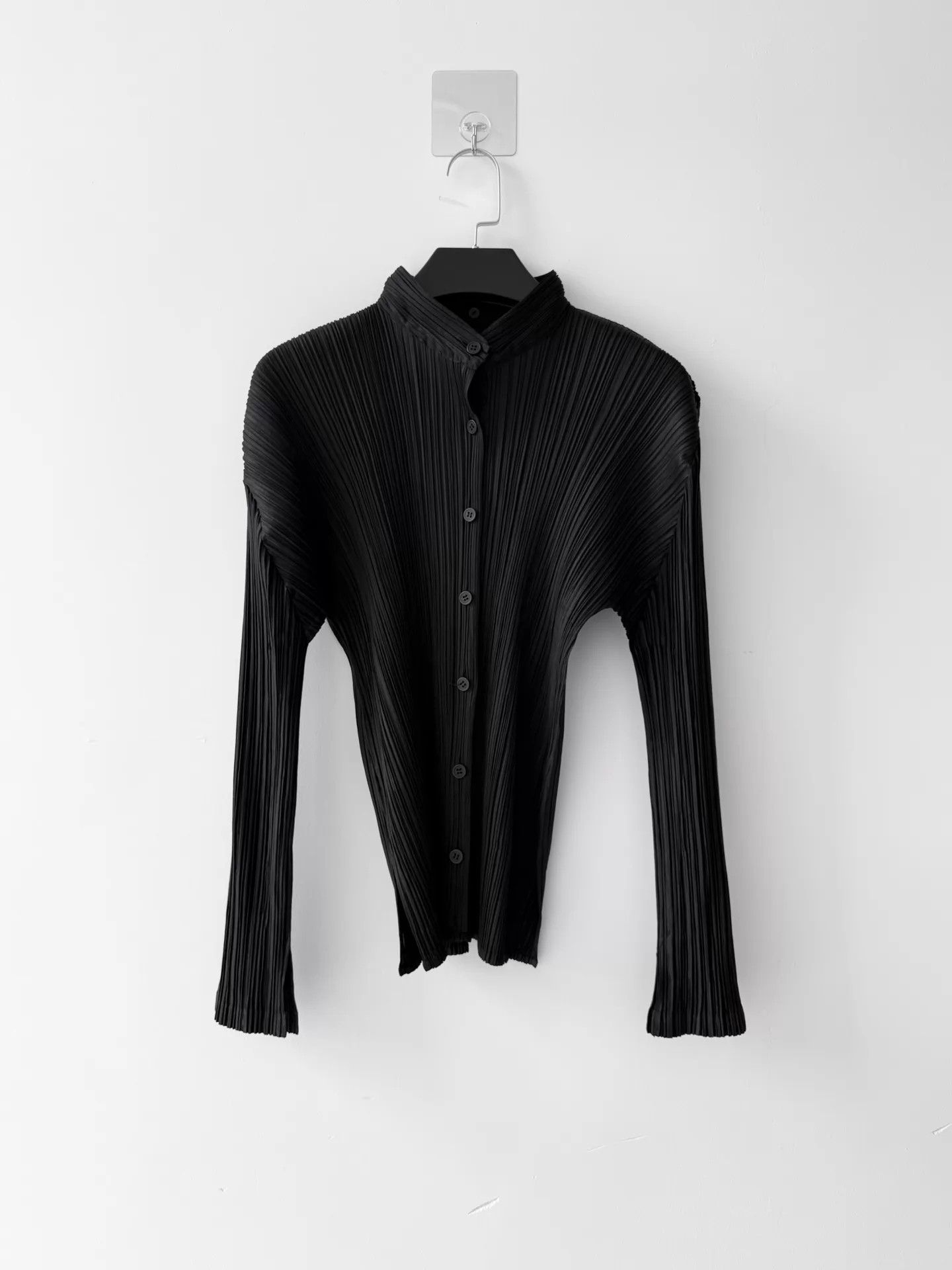 Issey Miyake ISSEY MIYAKE PLEATS PLEASE Black Stand Collar Shirt Size 4 Size S / US 4 / IT 40 - 1 Thumbnail