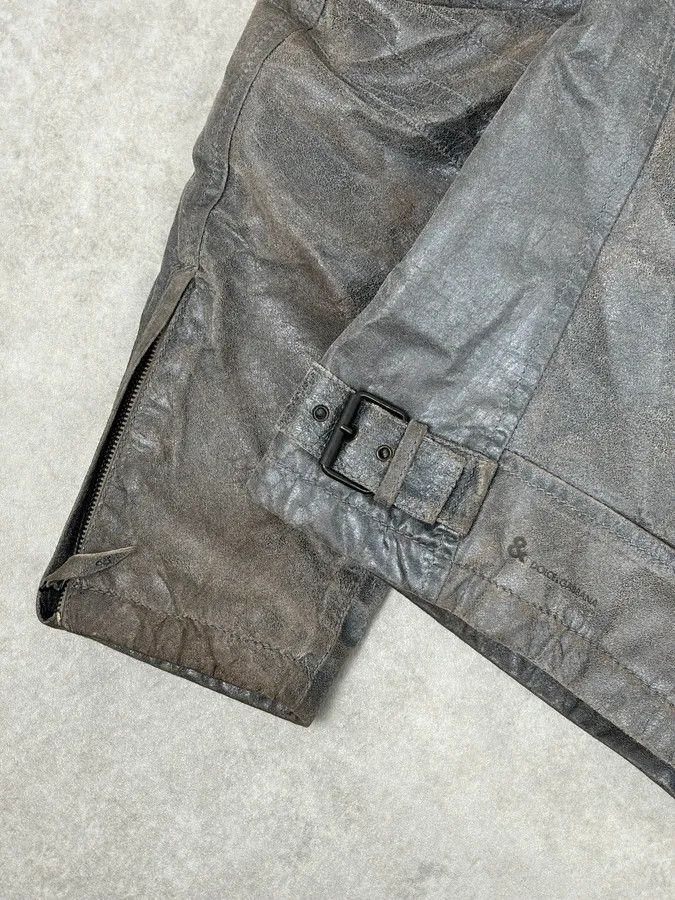 Dolce & Gabbana 1990s Dolce & Gabbana Avant-Garde Grey Moto Leather Jacket Size US L / EU 52-54 / 3 - 10 Thumbnail
