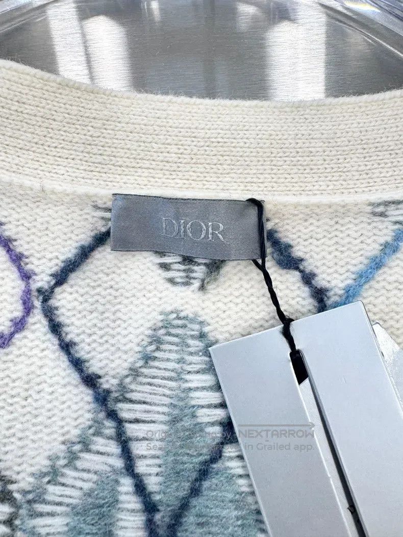Dior Dior White CD diamond logo jacquard knitted cardigan jacke Size US L / EU 52-54 / 3 - 3 Thumbnail
