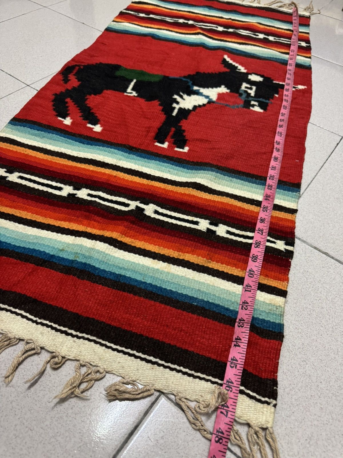Native VINTAGE NAVAJO BURRO WALL HANGING WOVEN WOOL RUG CARPET Size ONE SIZE - 2 Thumbnail