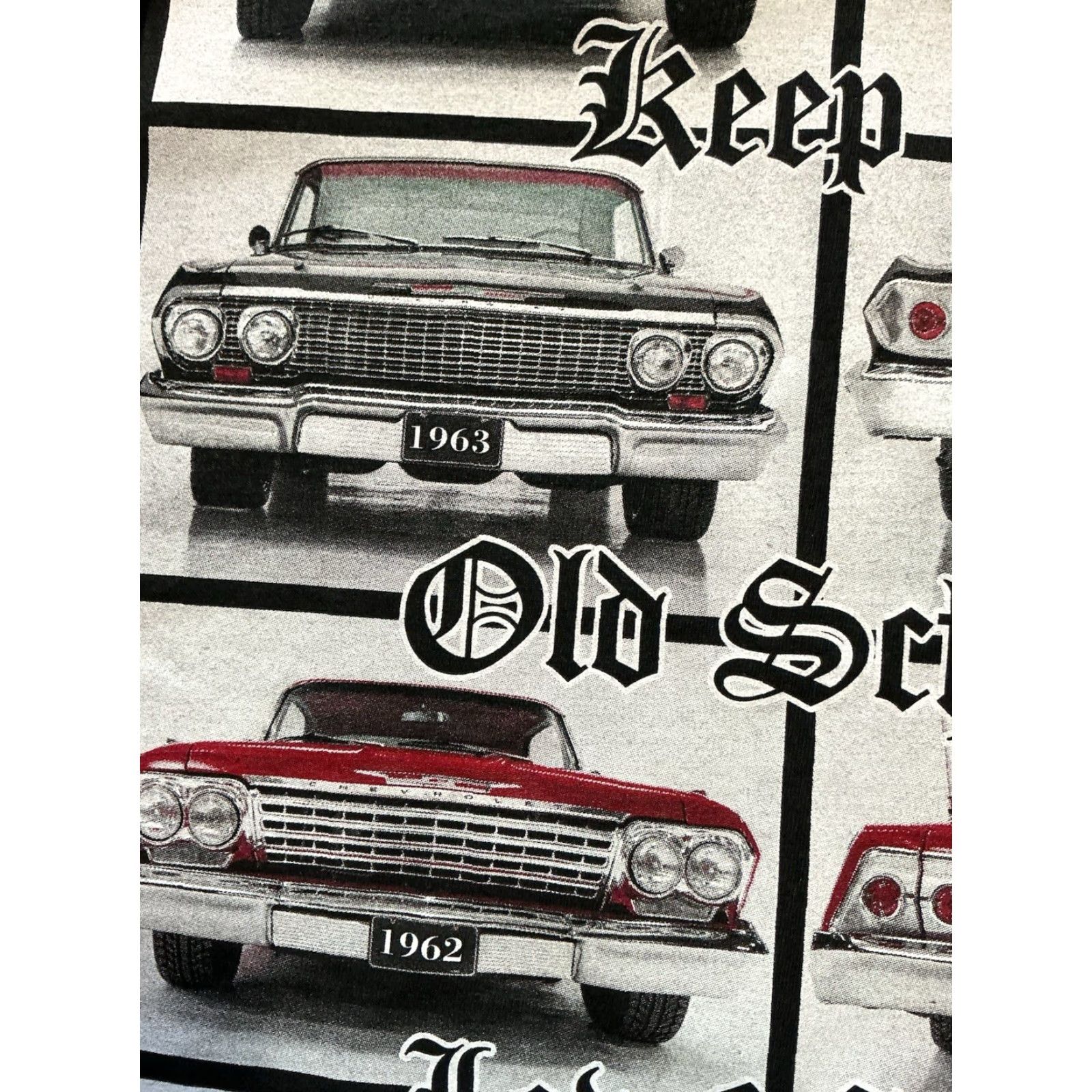 Vintage Shaka Wear T-Shirt Chevy Impala Keep It Old School Low Slow Graphic Black LG Mens Shirt Size US L / EU 52-54 / 3 - 7 Thumbnail