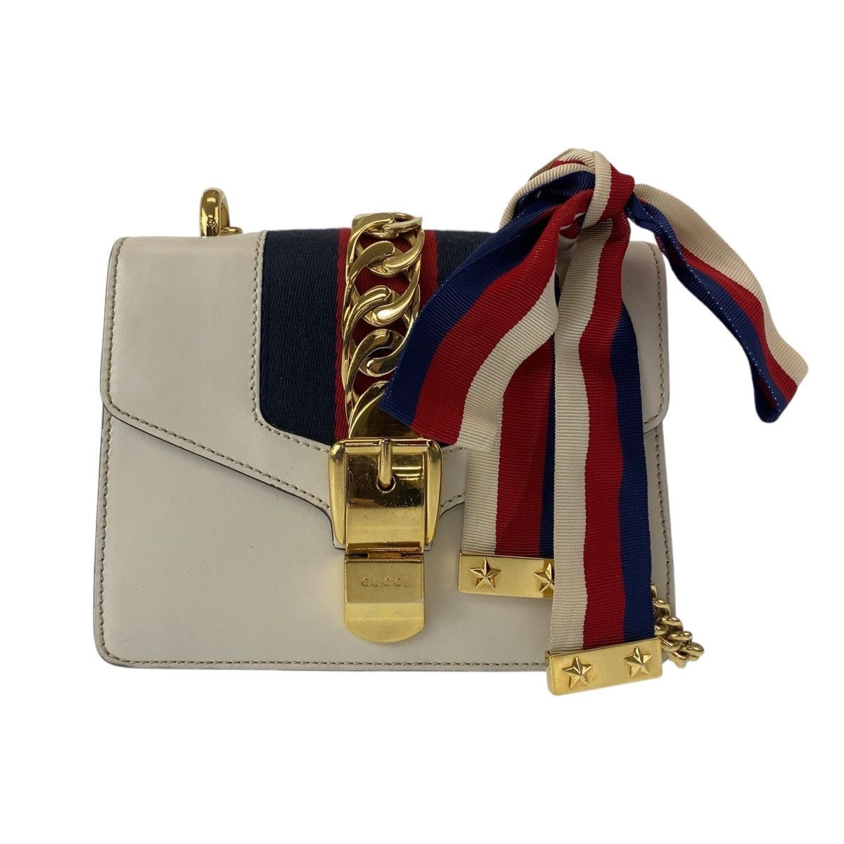 Gucci Gucci White Leather Sylvie Mini 2Way Bag 431666 Leather Crossbody Bag 431666, Women's