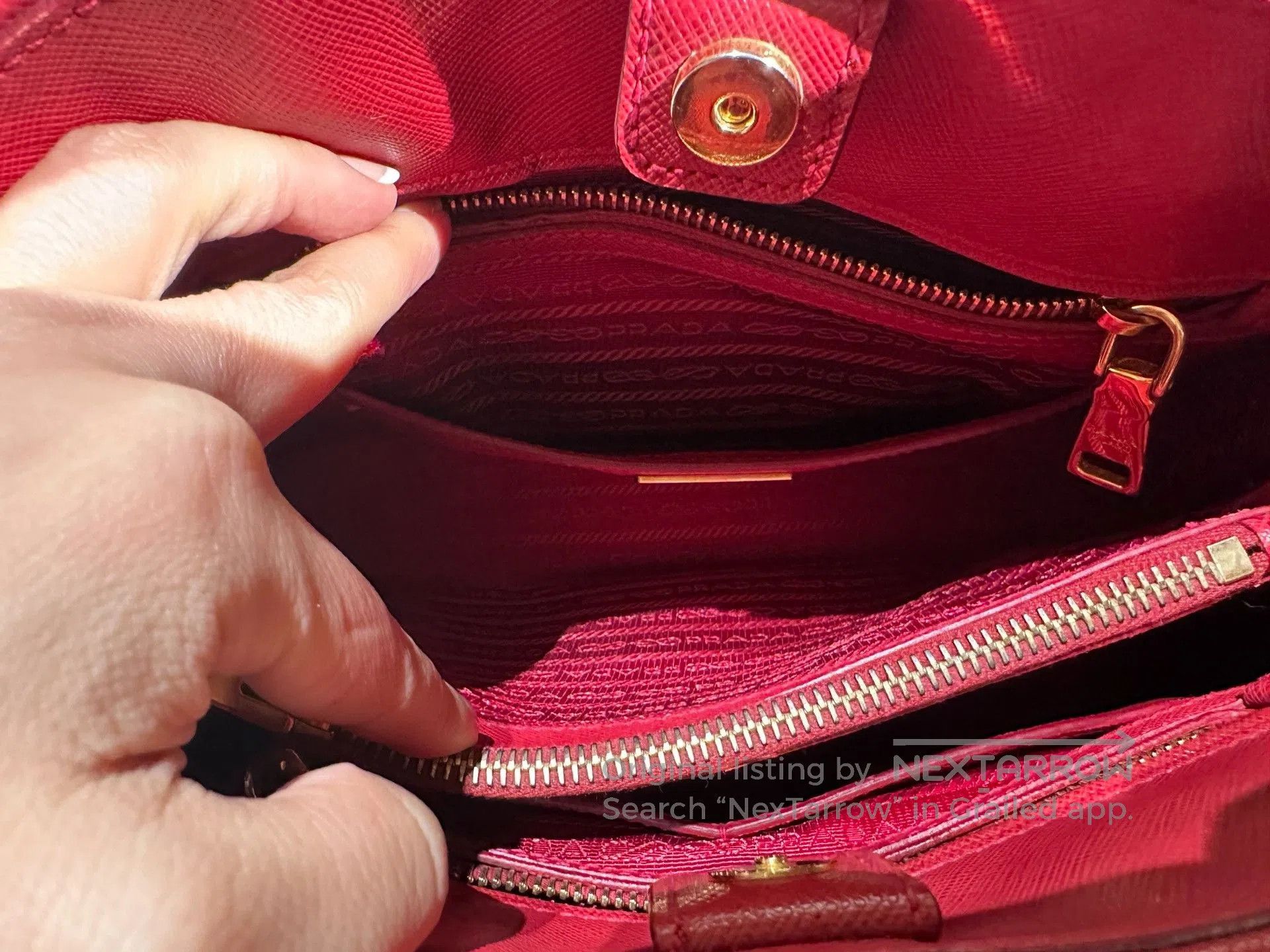 Prada Prada Red Cross-Grain Cowhide Bag. Size ONE SIZE - 9 Thumbnail