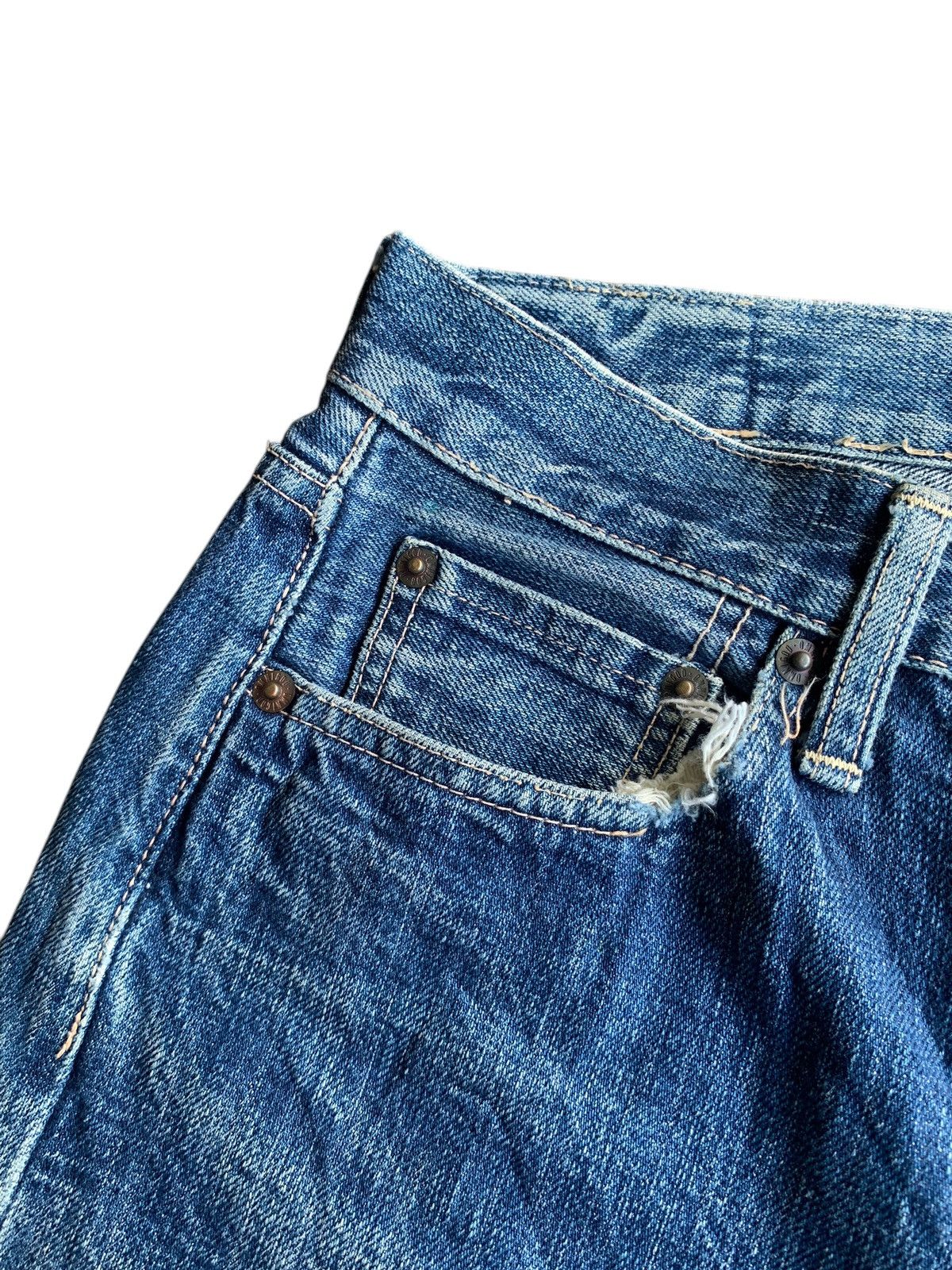Japanese Brand × Kapital × OMNIGOD OMNIGOD SELVEDGE BUTTON FLY FADED & RUSTY DISTRESSED DENIM Size US 29 - 14 Thumbnail