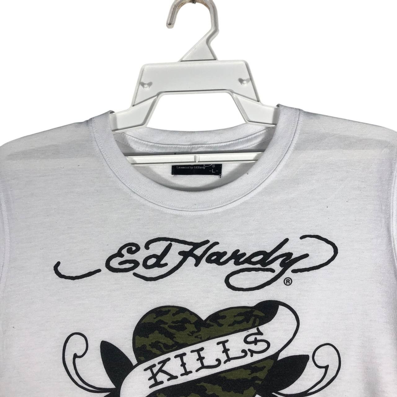 Ed Hardy Vintage Ed Hardy Love Kills Slowly White T-Shirt Size US L / EU 52-54 / 3 - 2 Thumbnail