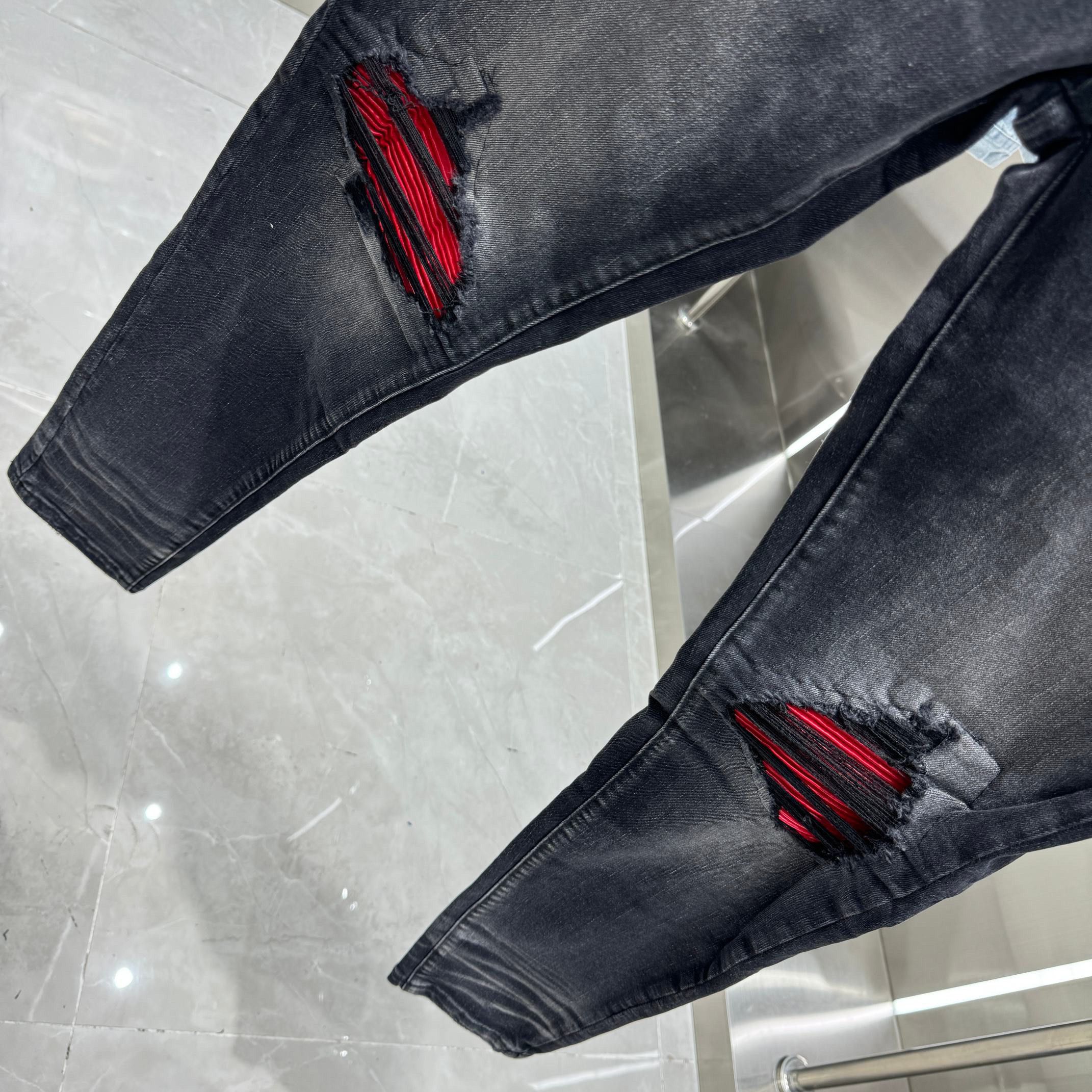 Other Broken hole street trend slim fit small leg elastic jeans Size US 34 / EU 50 - 3 Thumbnail