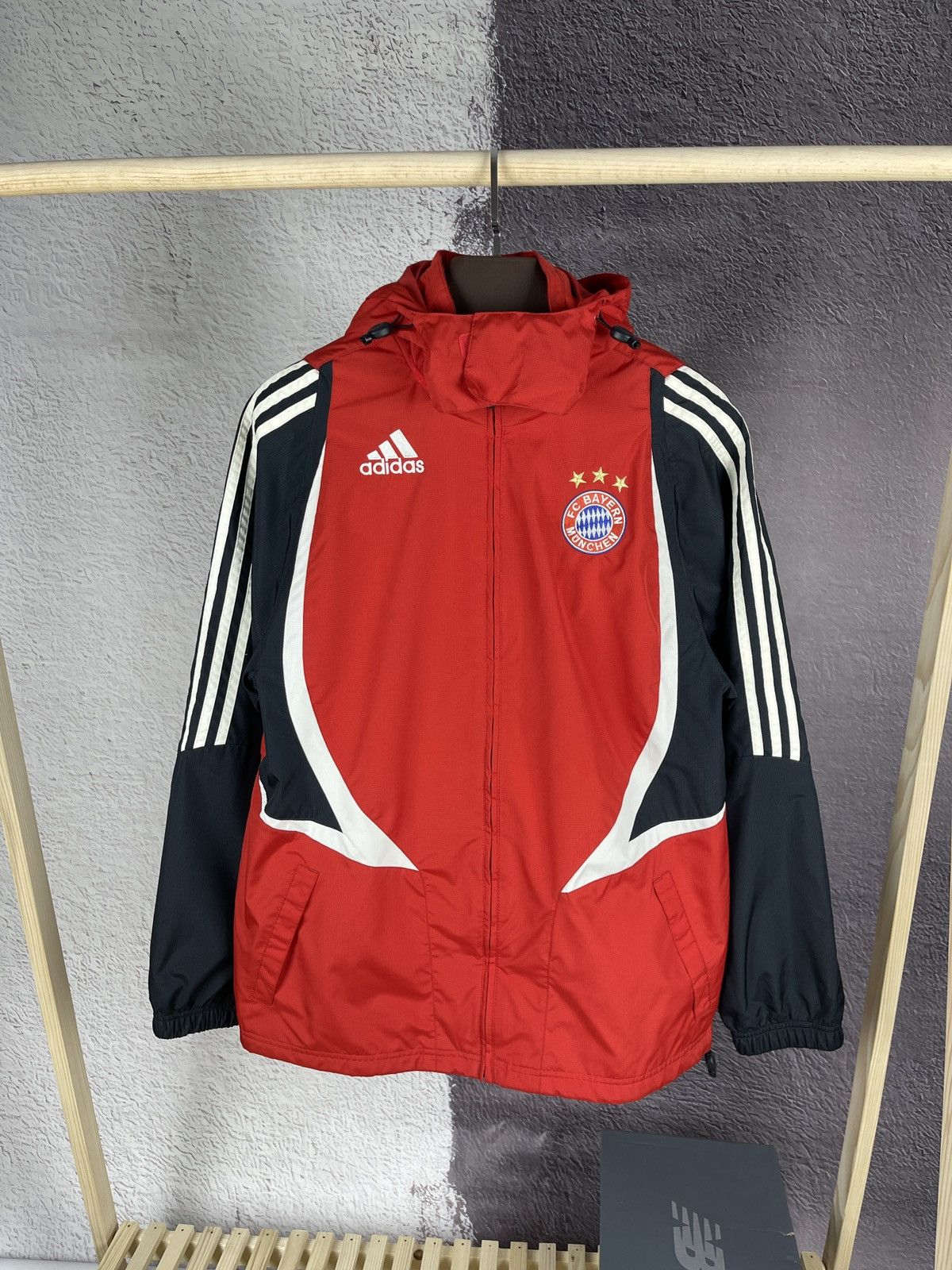 image of Adidas Bayern Munich 2007 Vintage Training Jacket Soccer in Red, Men's (Size Small)