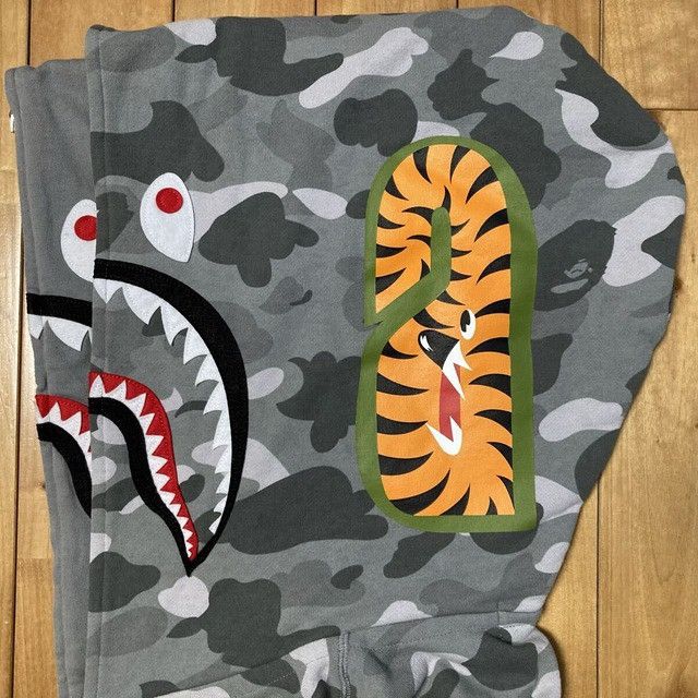 Bape BAPE Double Shark Full Zip Hoodie Gray Camo a bathing ape Size US XXL / EU 58 / 5 - 4 Thumbnail