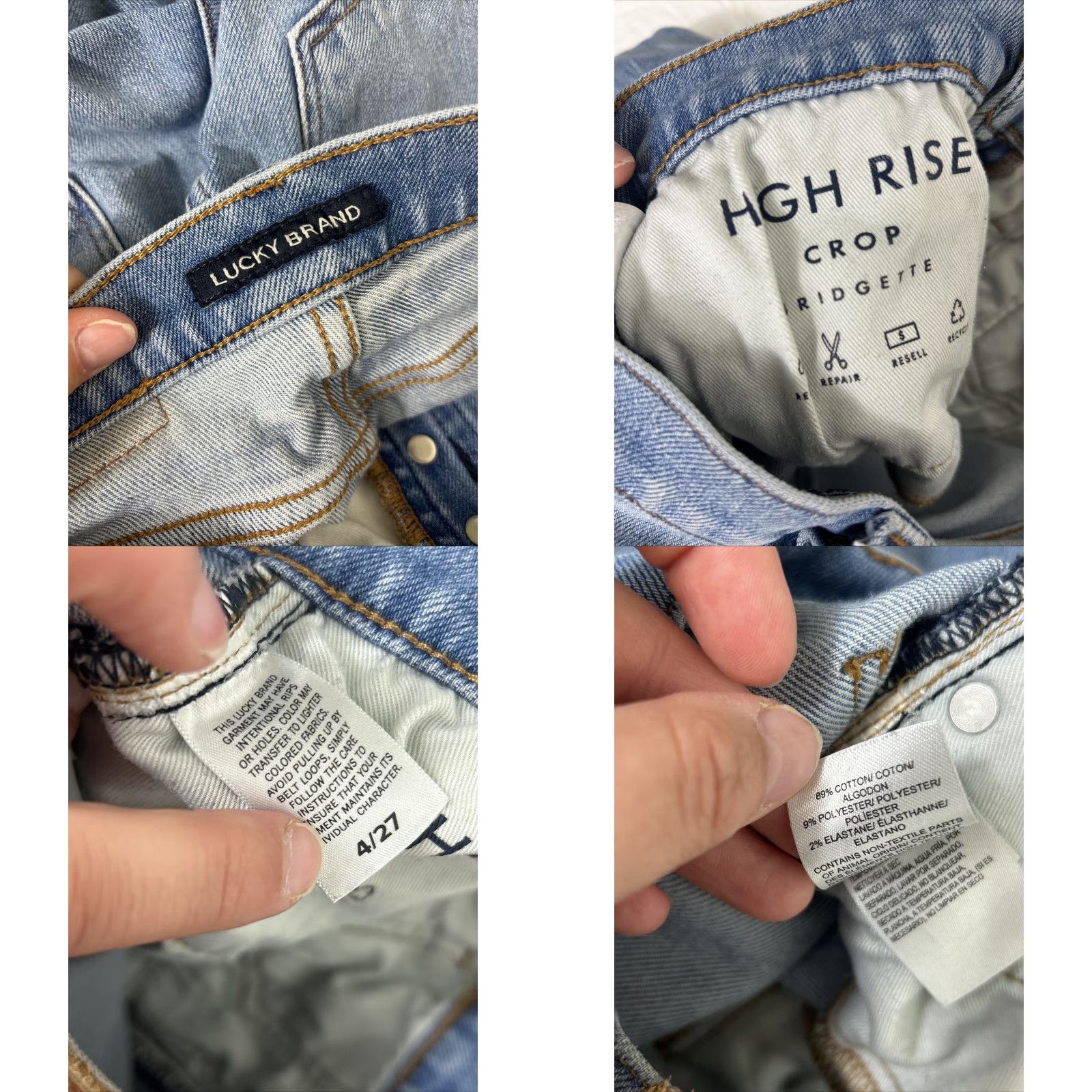 Lucky Brand Lucky Brand Jeans Bridgette High Rise Crop Denim Button Fly Raw Hem Size 4/27 Blue Size 27" / US 4 / IT 40 - 9 Thumbnail