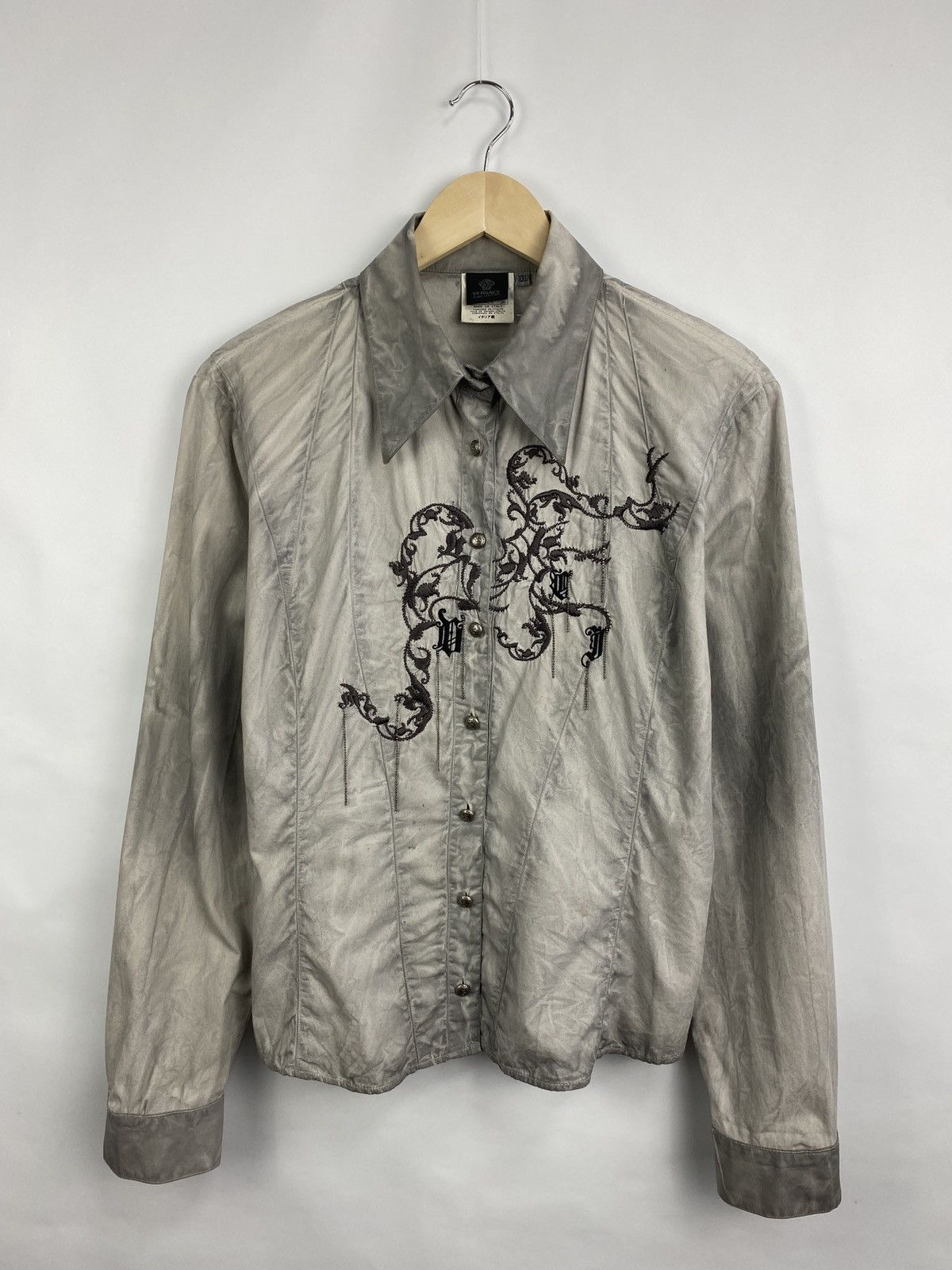 Versace 🇮🇹 Vintage 1973 Versace Archive Women’s Shirt Very Rare Retro Size XL / US 12-14 / IT 48-50 - 3 Thumbnail
