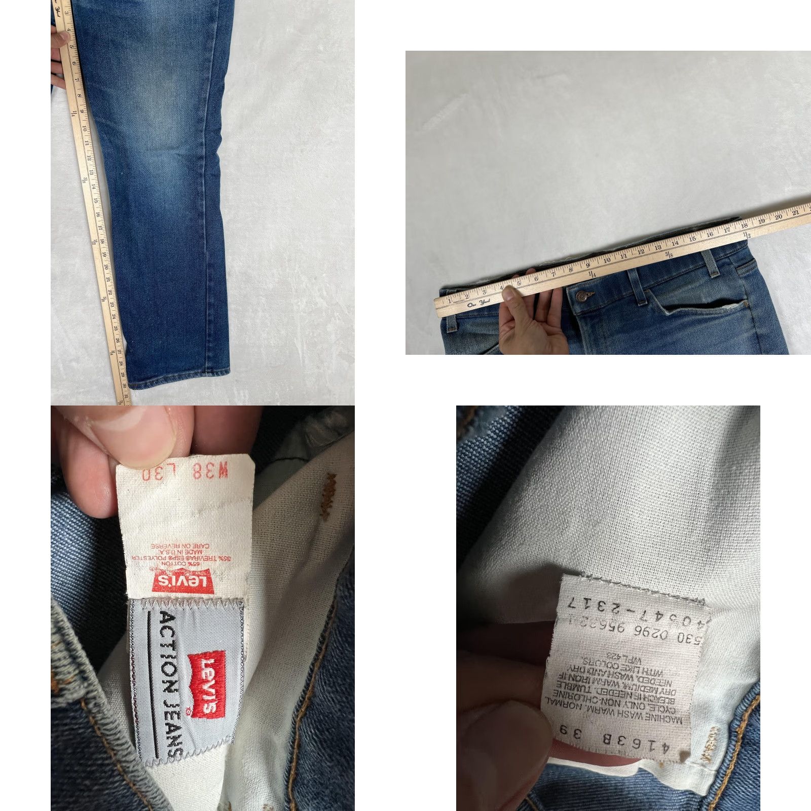 Levi's VINTAGE Levi's Action Jeans Mens 38x30 Blue Jeans Regular Waist 38 Inseam 30 USA Made Denim Size US 38 / EU 54 - 8 Thumbnail