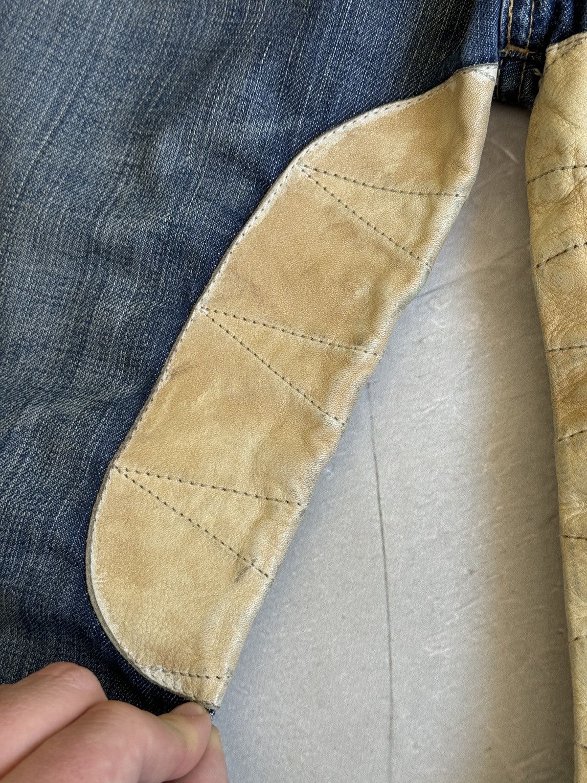 Replay VTG Y2k Replay Denim Leather Baggy Jeans Distressed if6was9 Size US 29 - 10 Thumbnail