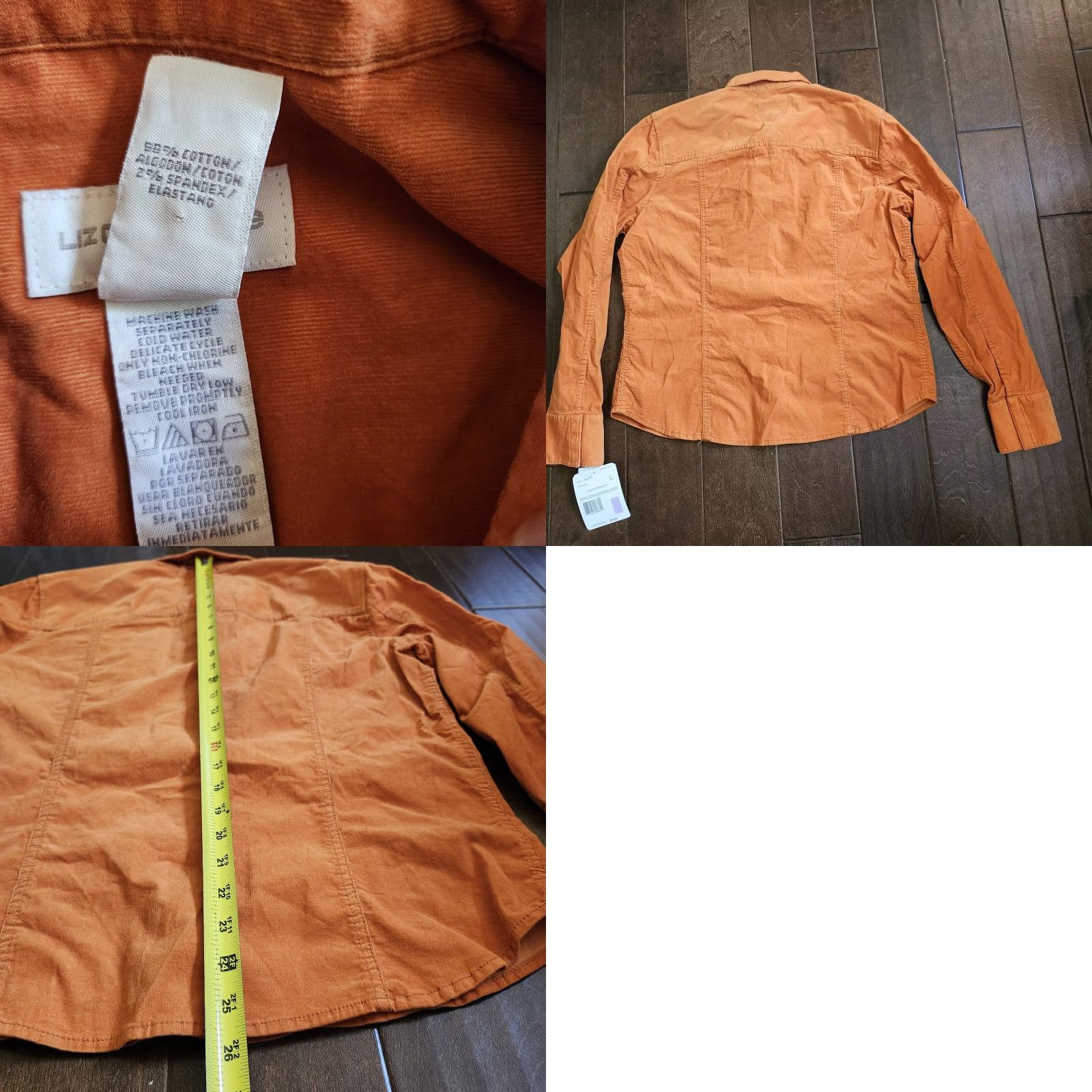 Liz Claiborne Liz Claiborne Shirt Juniors Orange Long Sleeve Button-Up L NWT Size L / US 10 / IT 46 - 11 Thumbnail