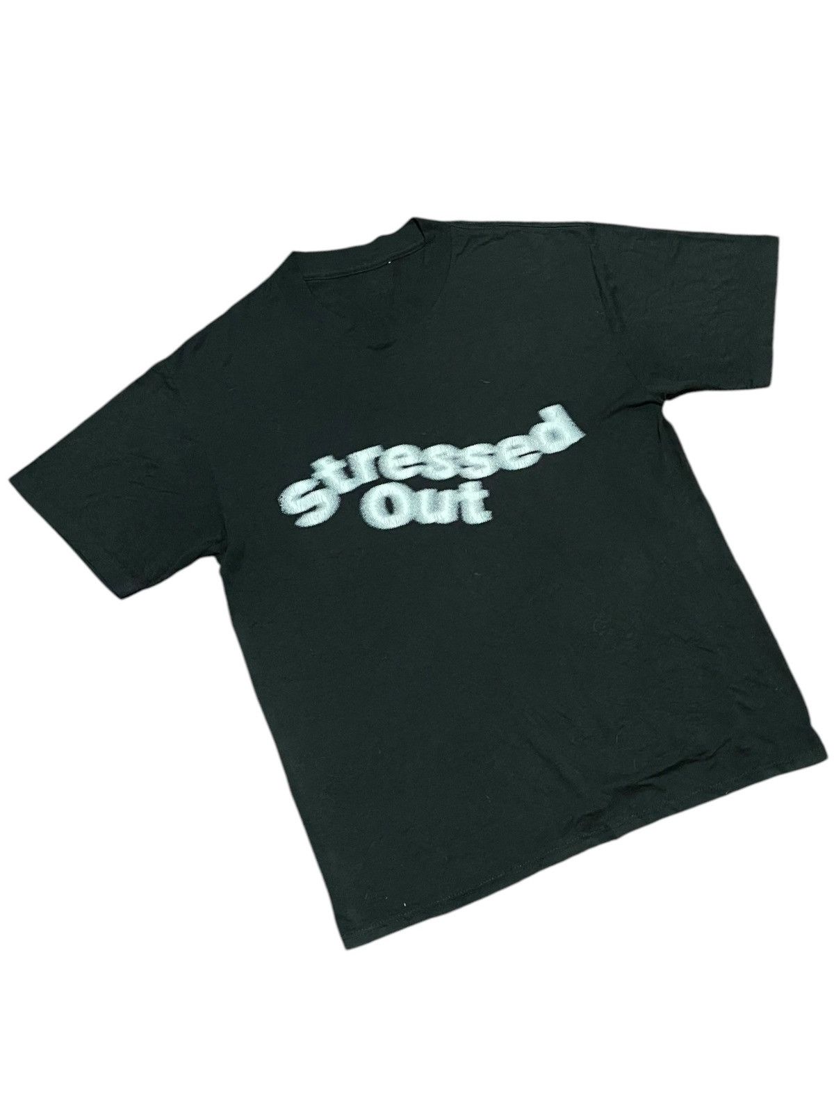 Vintage VTG 80s Stressed Out Spellout Paper Thin Single Stitch Tee Size US M / EU 48-50 / 2 - 4 Thumbnail