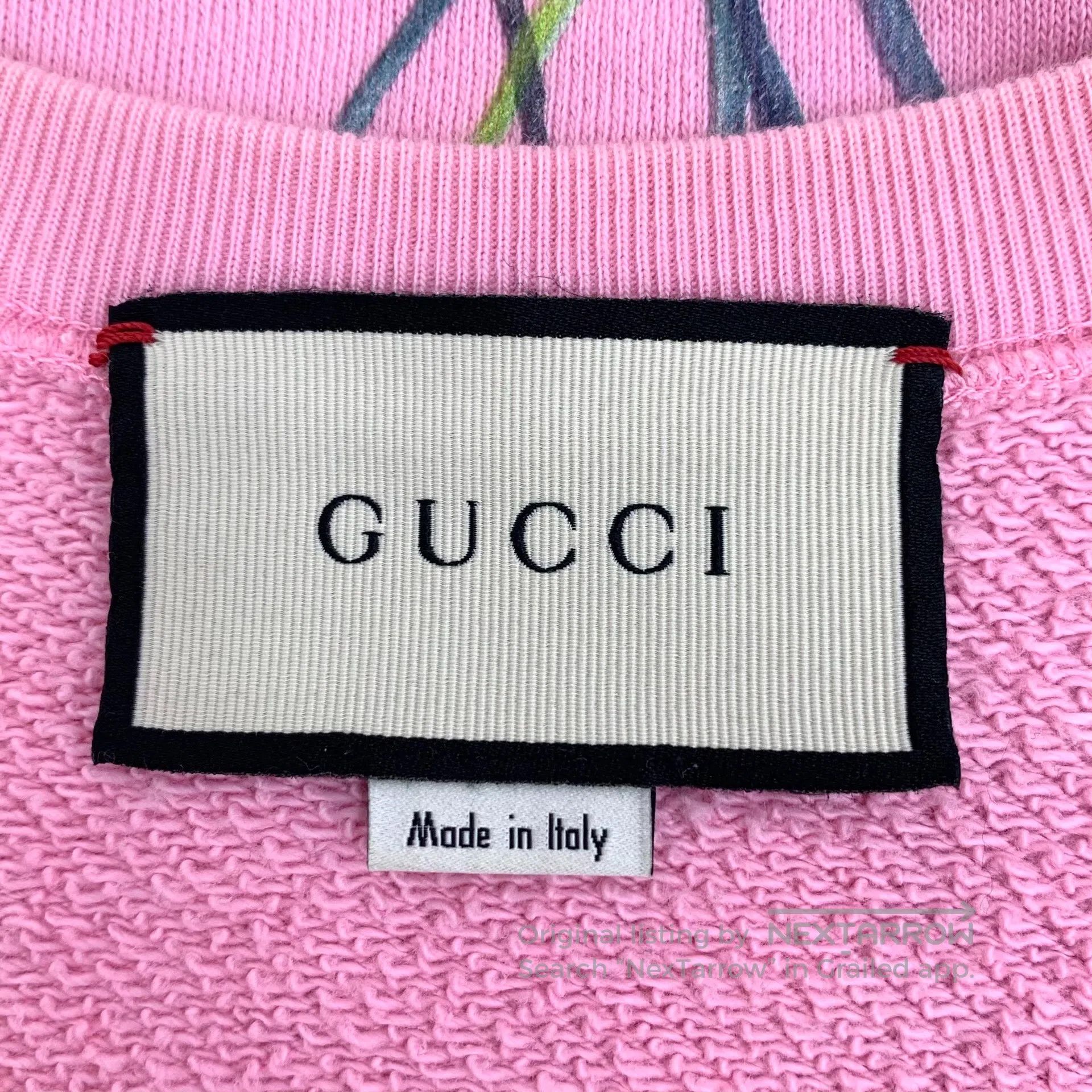 Gucci Guicci Pink Letter Embroidered Cotton Round Neck Long Slee Size S / US 4 / IT 40 - 5 Thumbnail
