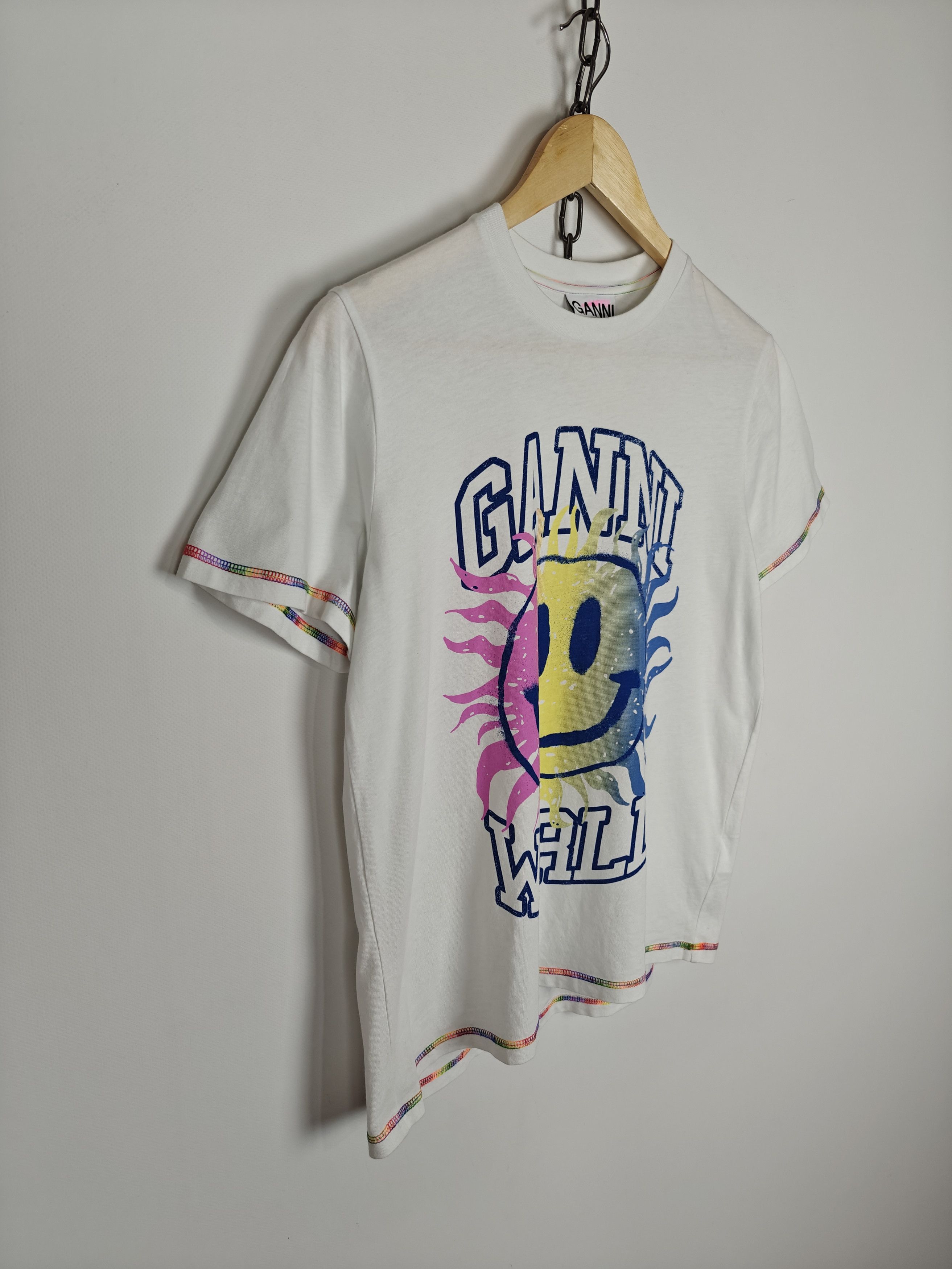 Other Ganni T-Shirt Smile Logo Tee Crewneck White size XXS Size US XXS / EU 40 - 4 Thumbnail