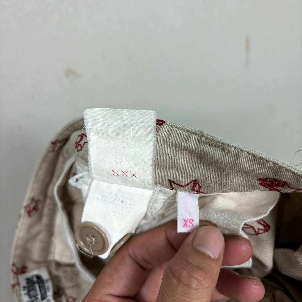 Bape Vintage BAPE Star Print Chinos Beige Red Bape Sta Pants XS Size 31" - 15 Thumbnail