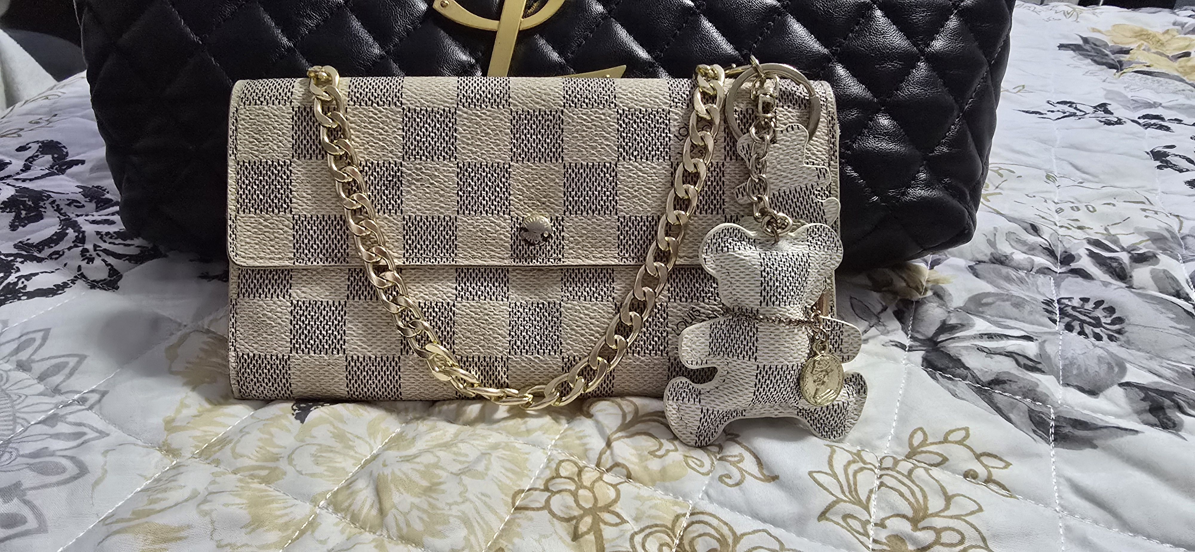 Louis shops Vuitton Damier Sarah Wallet on chain WOC Crossbody