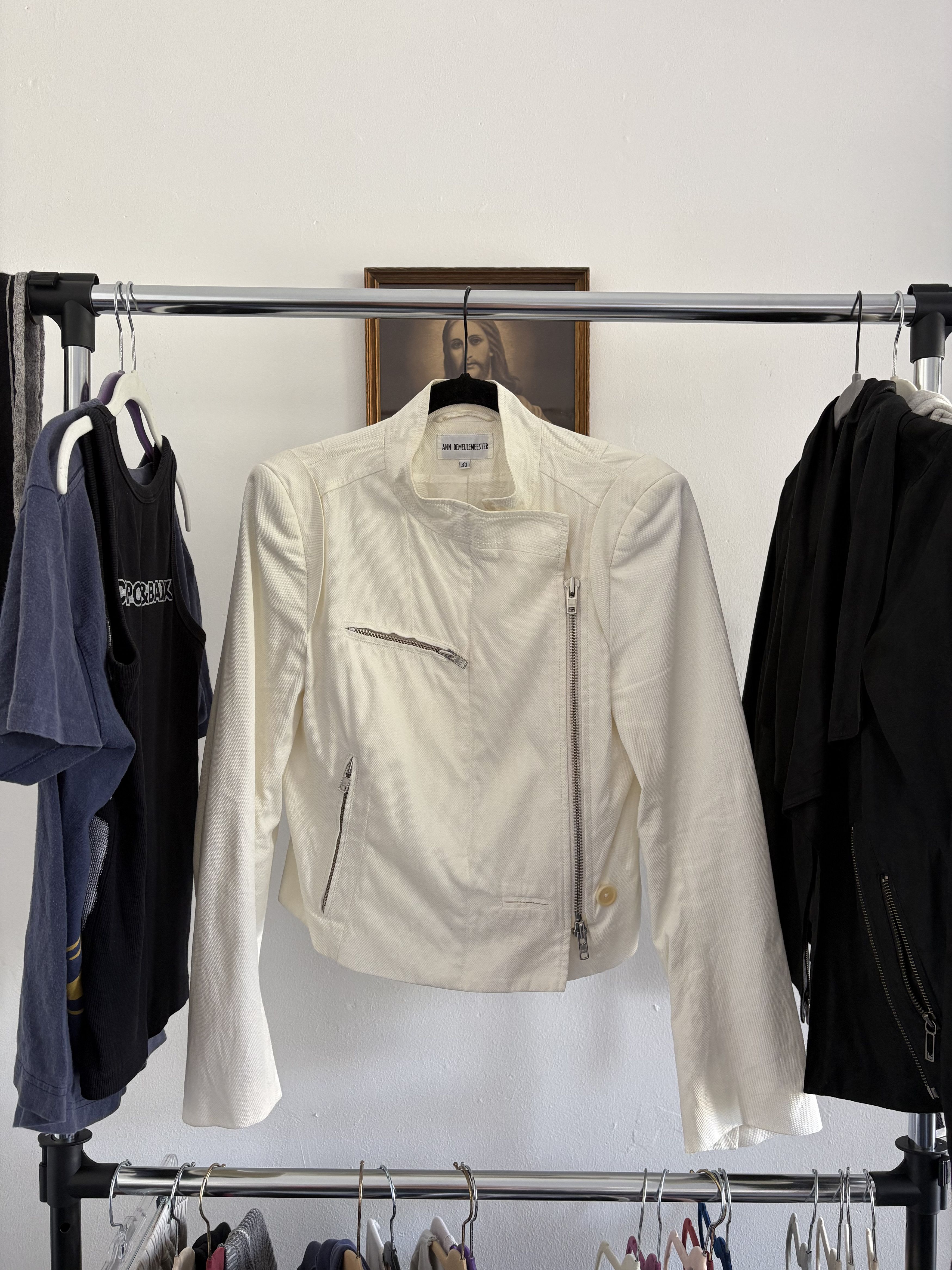 Ann Demeulemeester Twill Moto Jacket Size US S / EU 44-46 / 1 - 5 Thumbnail