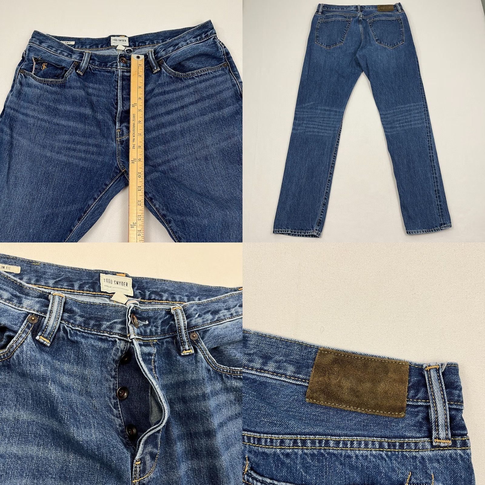 Todd Snyder Todd Snyder Jeans Mens 33x32 Slim Fit Medium Wash Blue Denim 5-Pocket Style Tapered Vintage: No Size US 33 - 8 Thumbnail