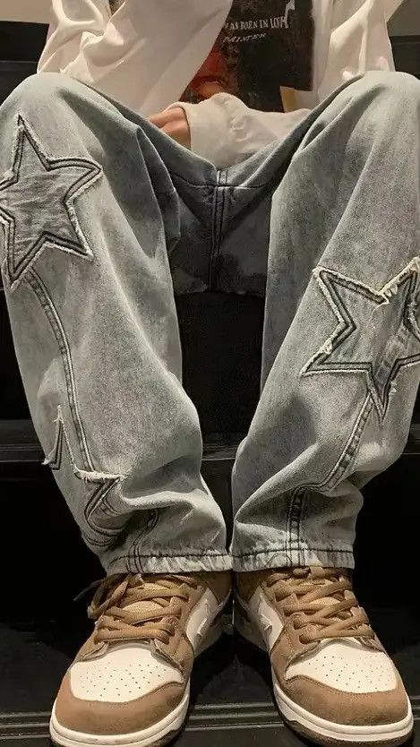 Japanese Brand Tomomi x Keito Star Embroidery Straight Casual Men Jeans Size US 29 - 6 Thumbnail