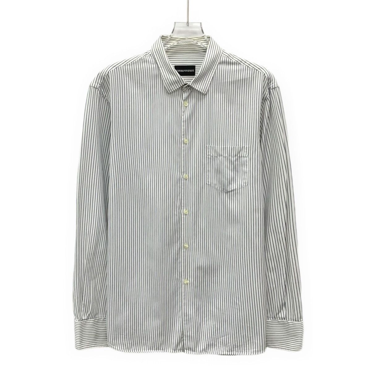 Armani Armani White Striped Cotton Collared Long Sleeve Shirt K26WX Size US XS / EU 42 / 0 - 1 Thumbnail