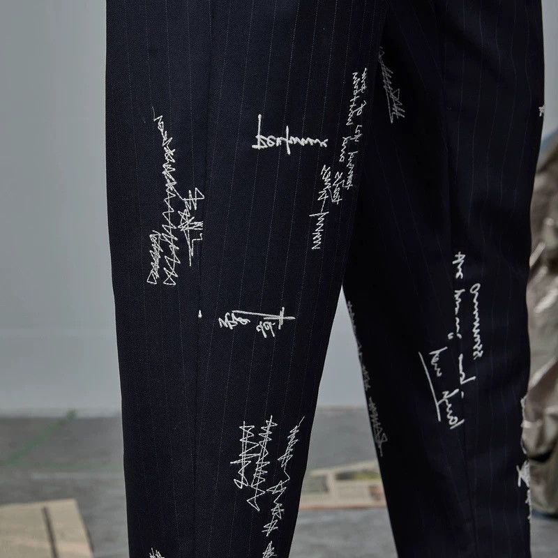 Other Black Embroidered Streetwear Pants – Abstract Script Size US 30 / EU 46 - 1 Thumbnail