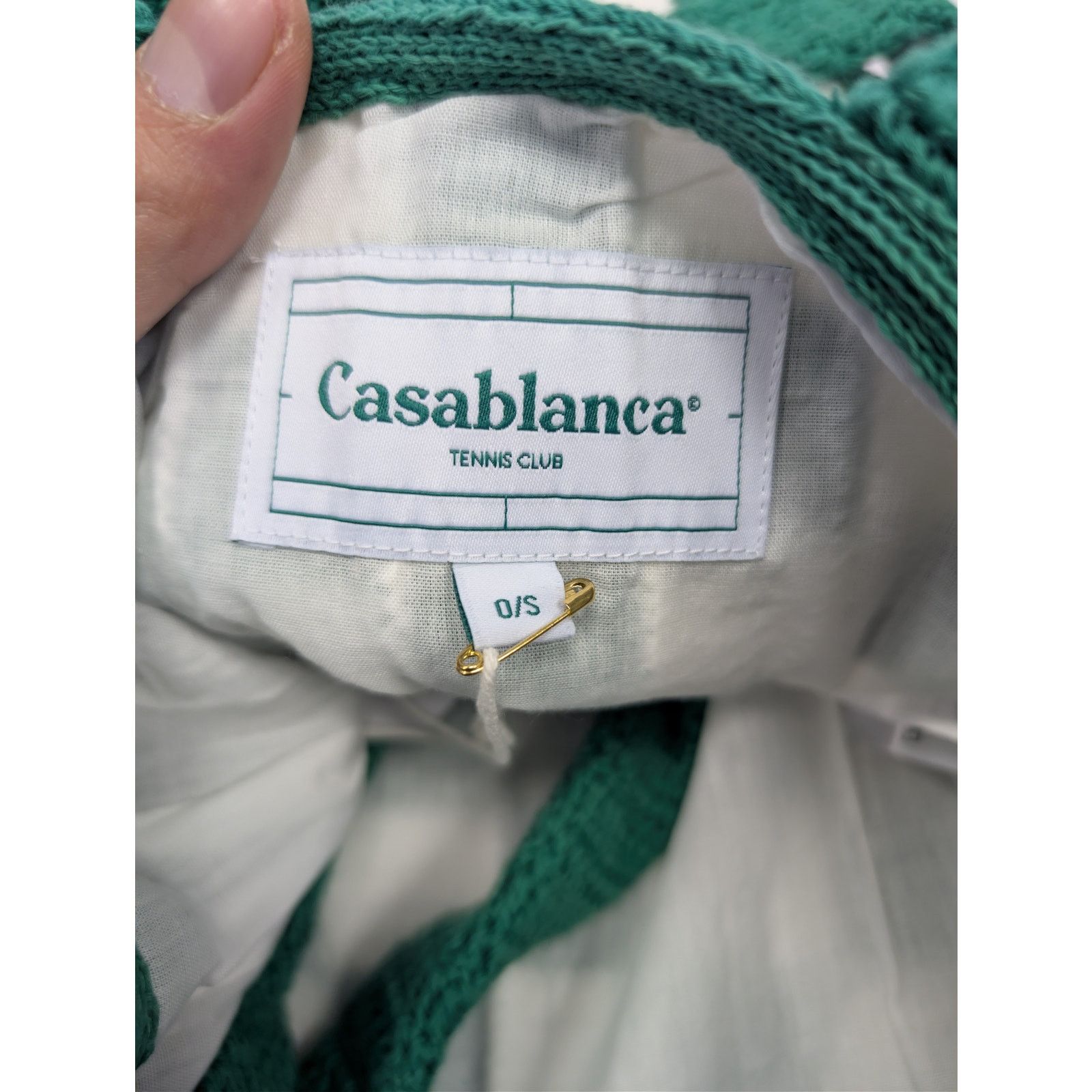 Casablanca o1rshd1 Size: OS / crochet cotton tote bag in green & white Size ONE SIZE - 15 Thumbnail