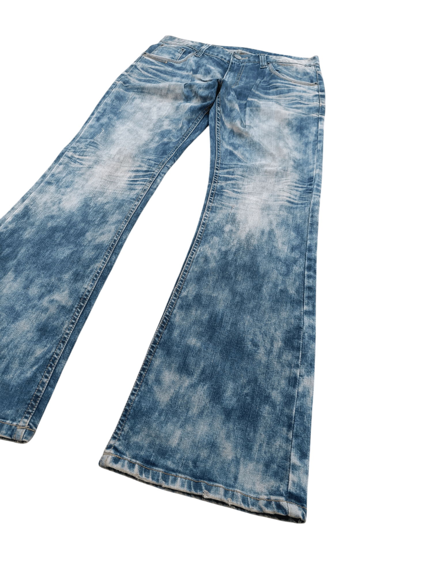 Other RARE 💥 FLARED JAPANESE BRAND TIE-DYE WHISKERS FADED DENIM Size US 33 - 2 Thumbnail