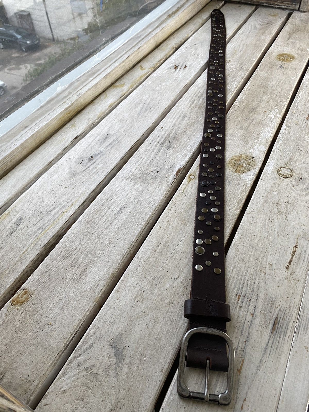 Hysteric Glamour × Leather × Vintage Vintage Leather Belt Y2K Rhinestones Punk Metal Avant Garde Size ONE SIZE - 5 Thumbnail