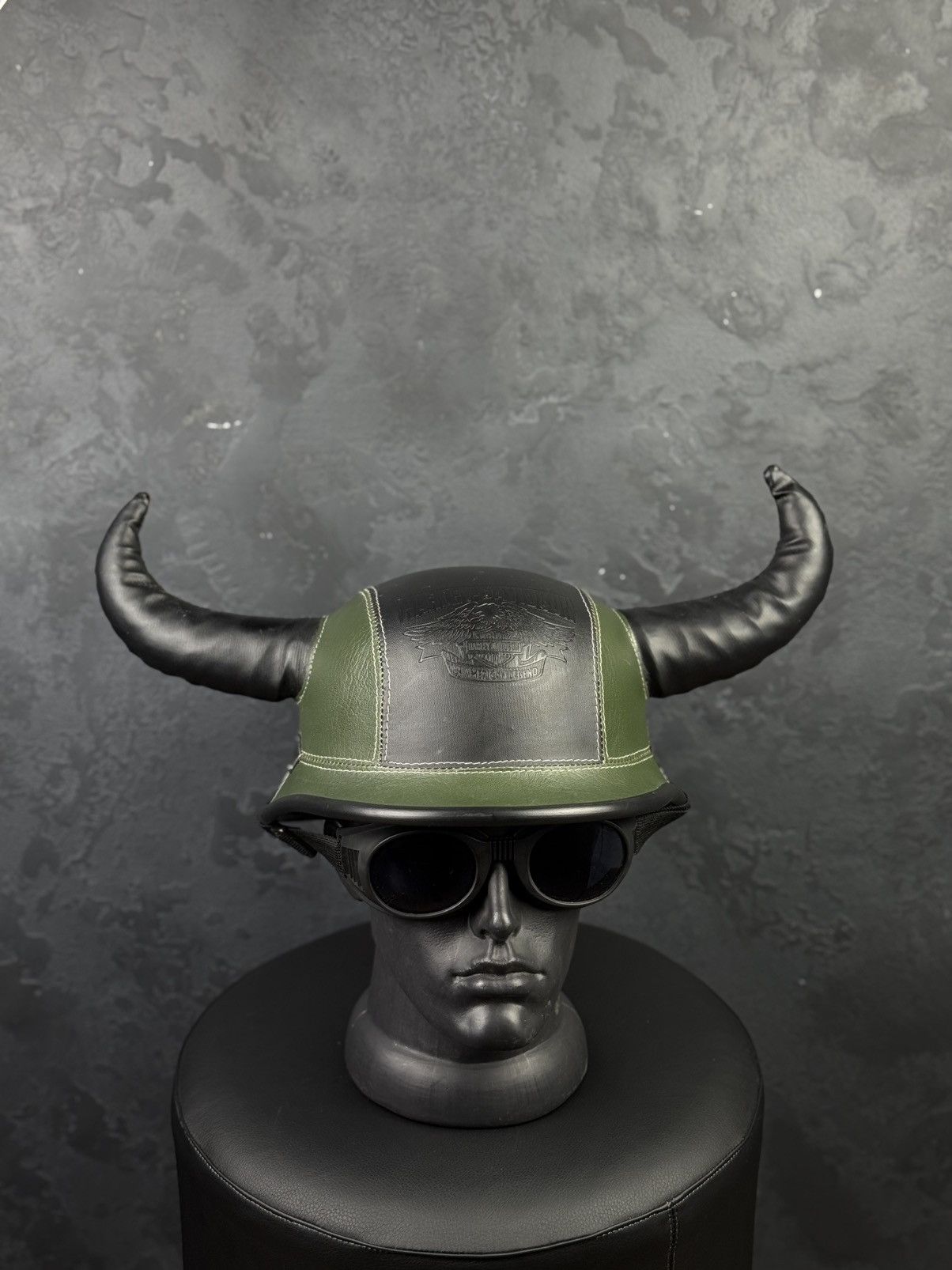 Harley Davidson Vintage Harley Davidson Leather Viking Horned Half Helmet Size ONE SIZE - 2 Thumbnail