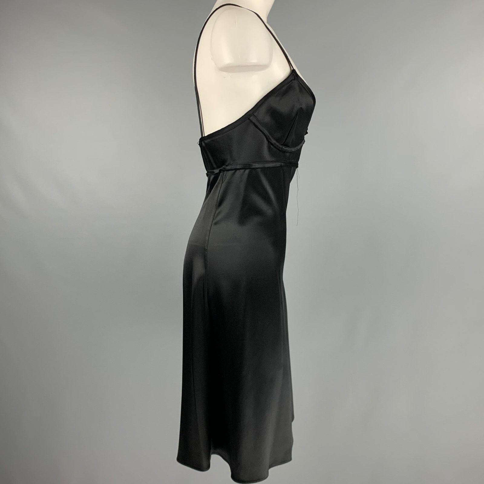 Area AREA Size 4 Black Satin Spaghetti Straps Slip Dress Size S / US 4 / IT 40 - 2 Thumbnail