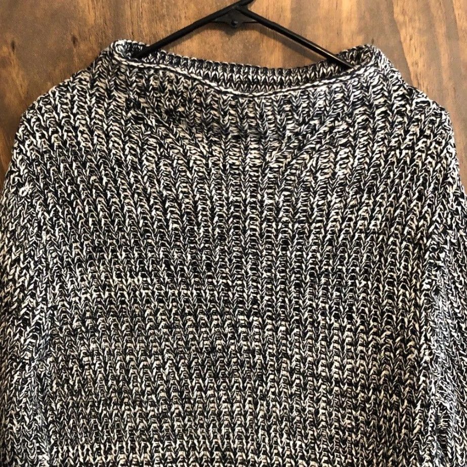 Vintage 525 America Womens Sweater Black White Mock Neck Chunky Knit Long Sleeve Large Size L / US 10 / IT 46 - 2 Thumbnail
